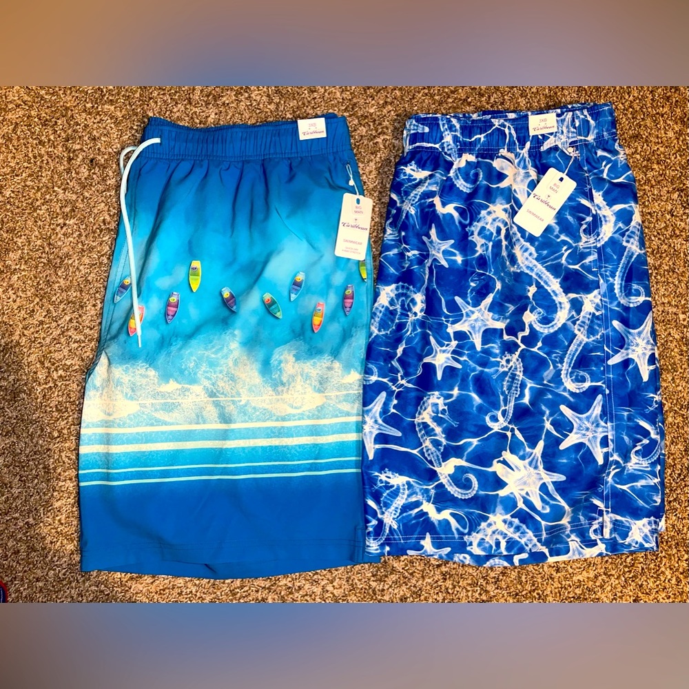 Caribbean Swim Trunks Men’s Size 3XB‎ Bundle Of 2 NWT